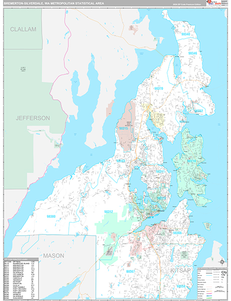 Bremerton-Silverdale Metro Area Wall Map